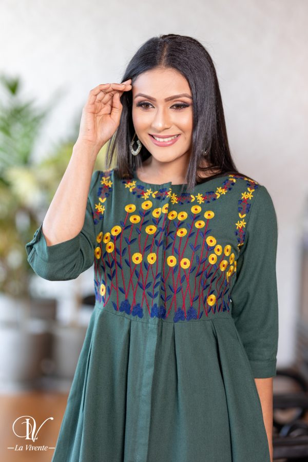 Embroidery Midi Dress - Image 5