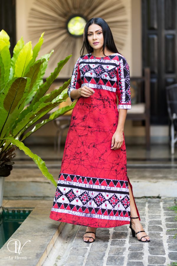 Geometric Print Batik Maxi Dress