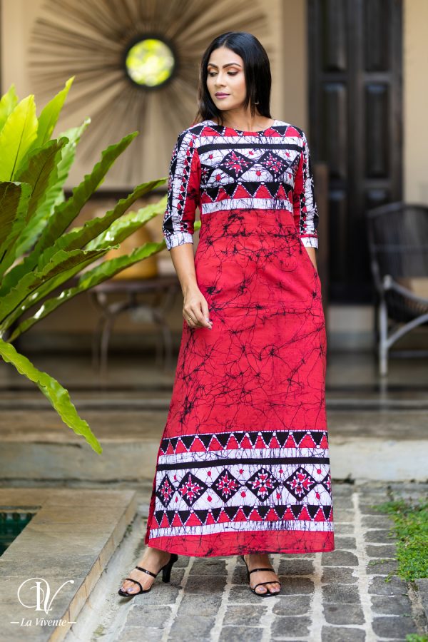 Geometric Print Batik Maxi Dress - Image 2