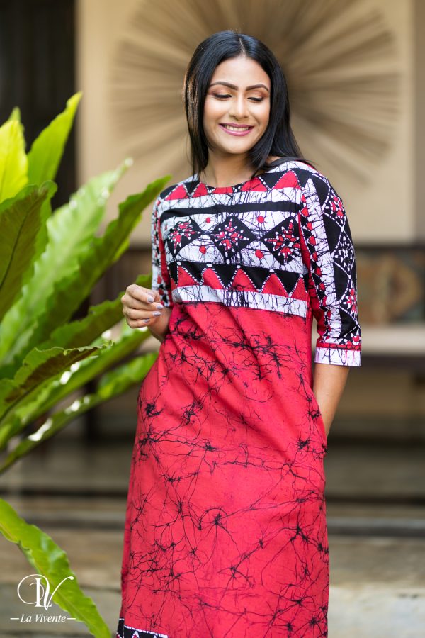 Geometric Print Batik Maxi Dress - Image 4