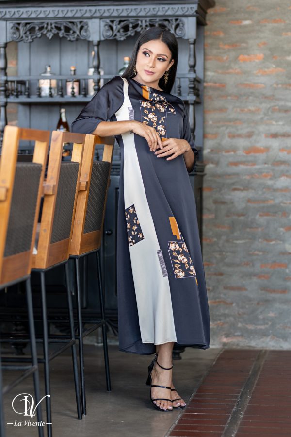 Printed two-tone evening dress - Image 5