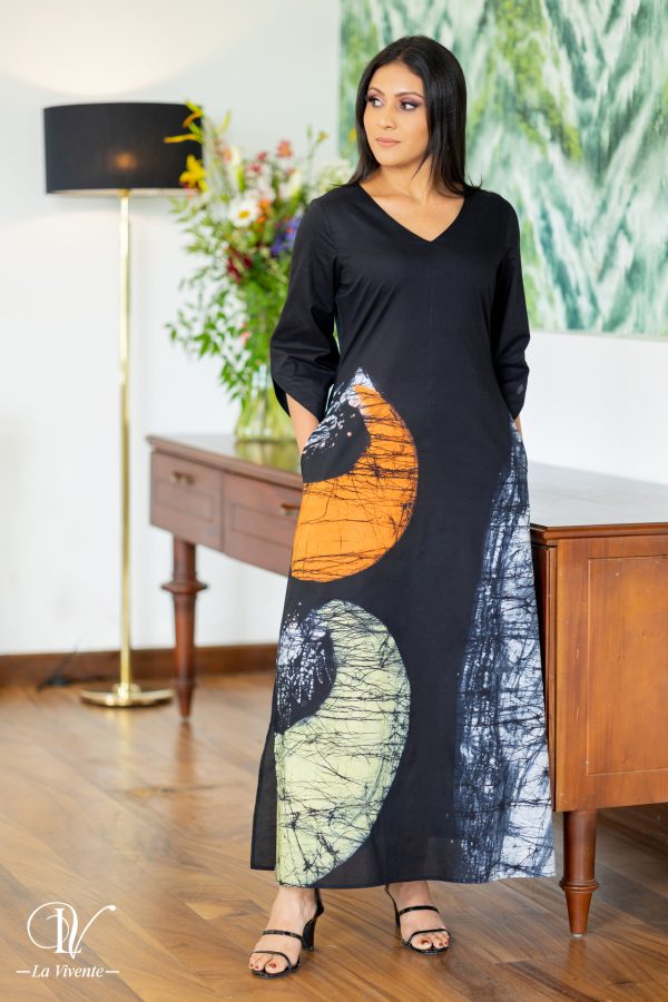 V-sleeved Batik Maxi Dress - Image 4