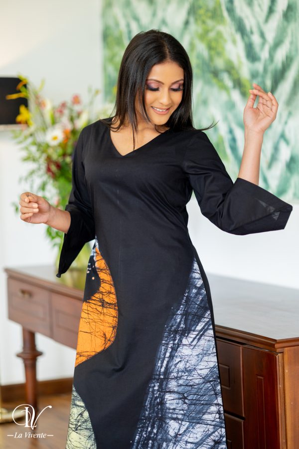V-sleeved Batik Maxi Dress - Image 2