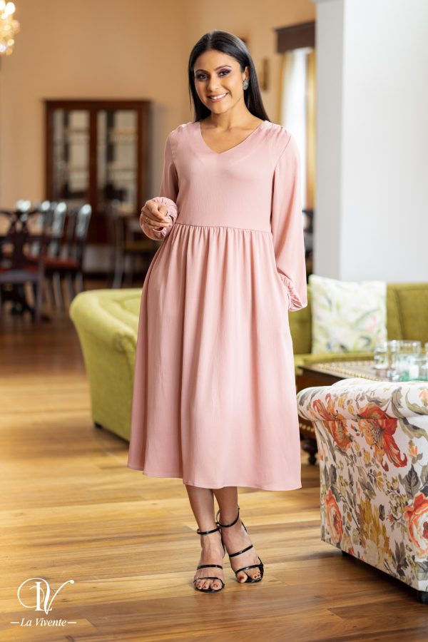 V-necked Satin Midi Dress - Image 5