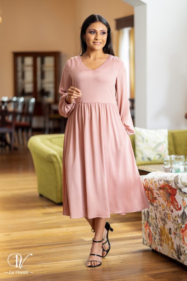 V-necked Satin Midi Dress - Image 4