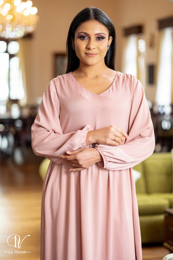 V-necked Satin Midi Dress - Image 3