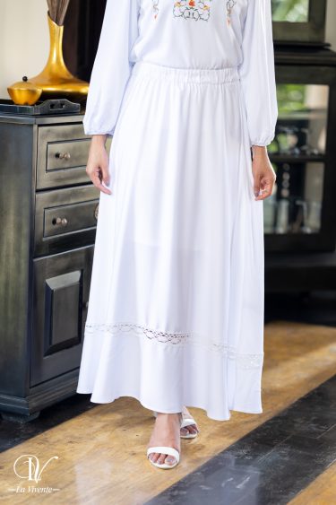 Lace trimmed maxi skirt