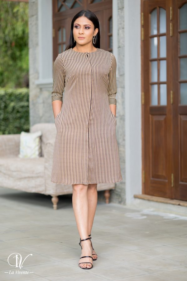 Striped Button Up Short Dress - Image 5