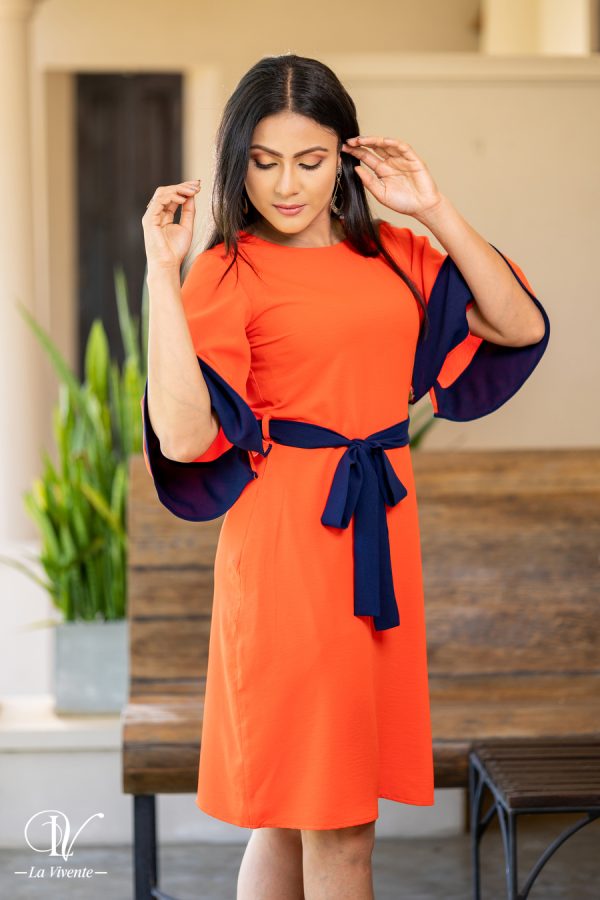 Contrast Sleeve Detailed Short Dress - Image 2