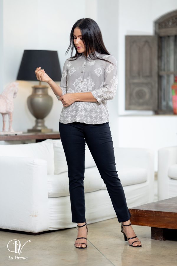 Geometric Patterned Shirt Top - Image 3