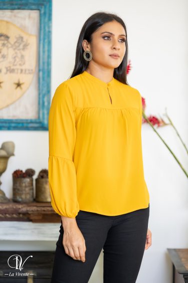 Chinese Collared Long Sleeve Top