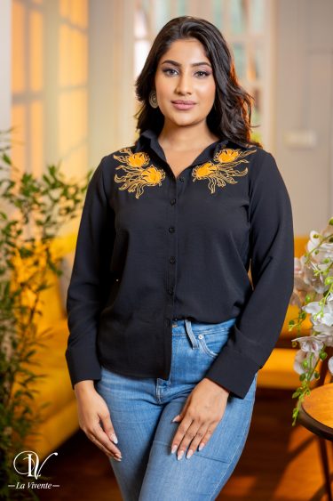 Abstract Batik Appliqued Shirt Blouse