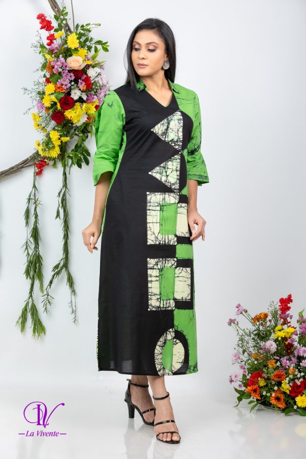 Geometric Print Batik Maix Dress - Image 3