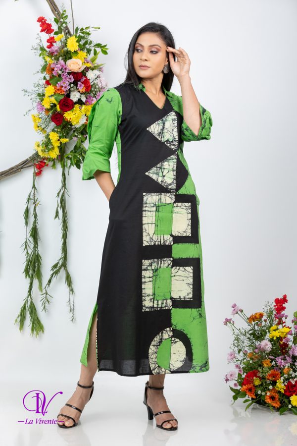 Geometric Print Batik Maix Dress - Image 2