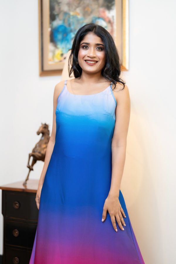 Ombre A-Line Maxi Dress With Adjustable Straps