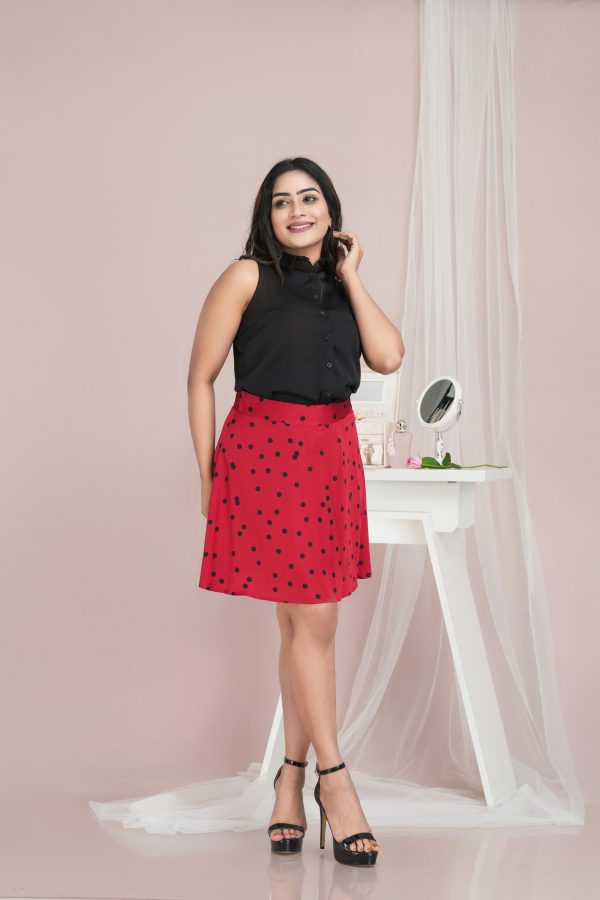 Polka Dot Mini Skater Skirt - Image 3