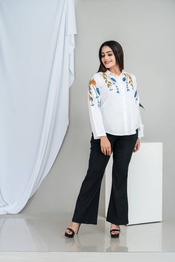 Embroidered Button Up Shirt Blouse - Image 4