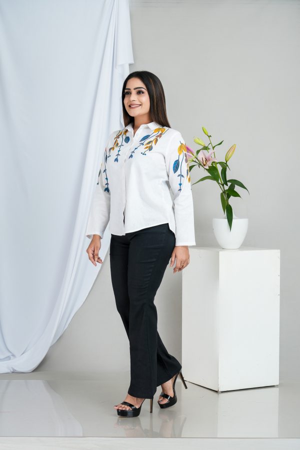Embroidered Button Up Shirt Blouse - Image 3