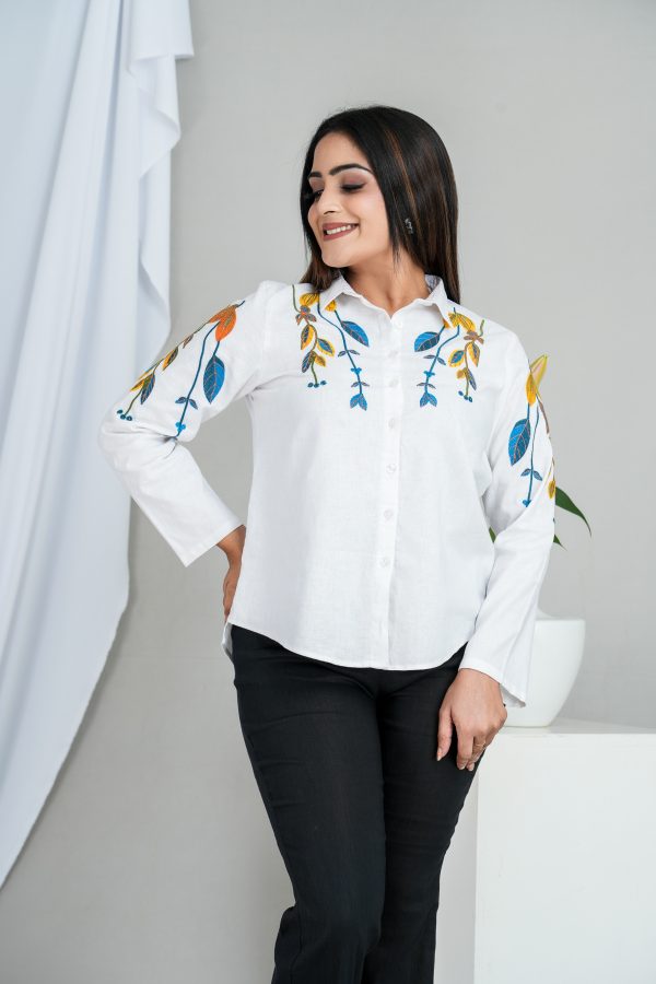 Embroidered Button Up Shirt Blouse - Image 2
