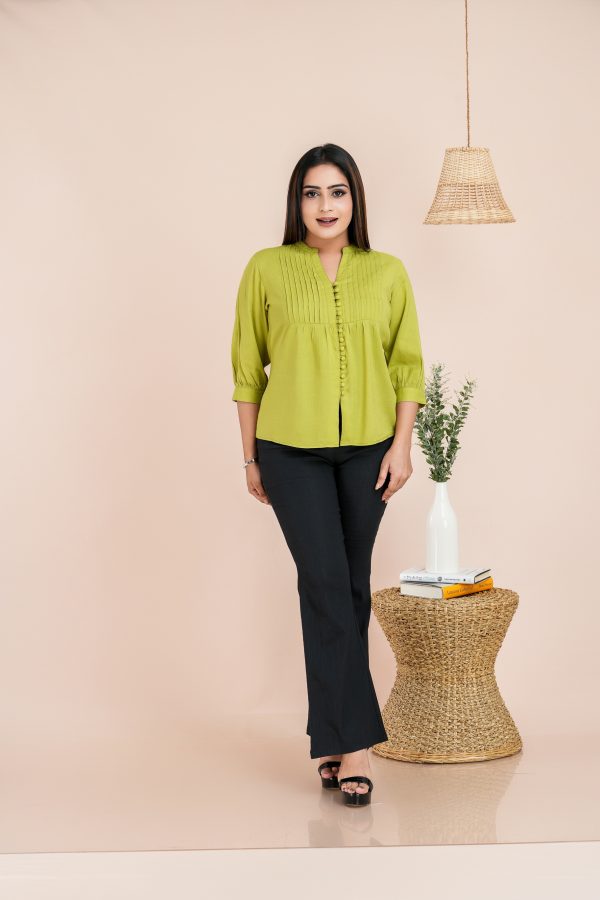Pintuck Detailed Button Up Blouse - Image 4