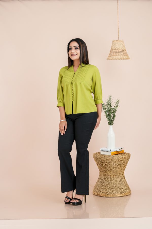 Pintuck Detailed Button Up Blouse - Image 3