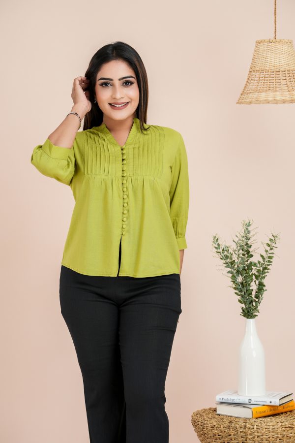 Pintuck Detailed Button Up Blouse - Image 2