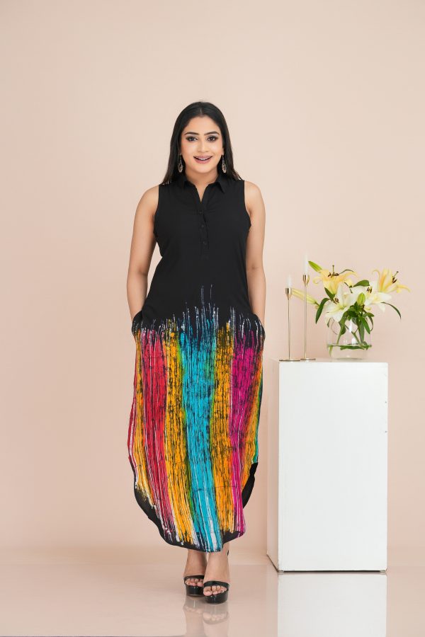 Ombre Printed Sleeveless Batik Maxi Dress - Image 3