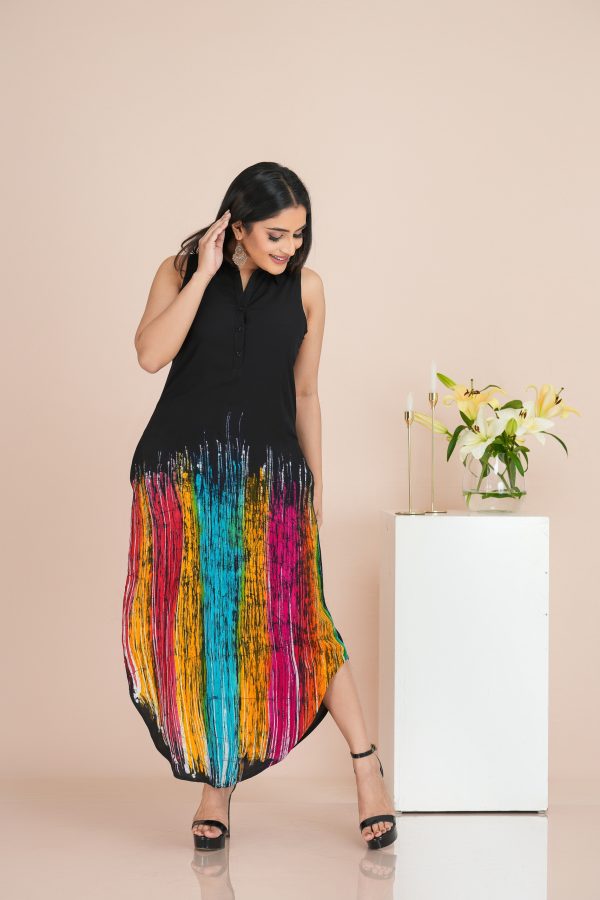 Ombre Printed Sleeveless Batik Maxi Dress - Image 4