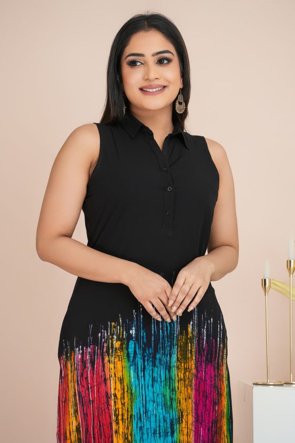 Ombre Printed Sleeveless Batik Maxi Dress - Image 2
