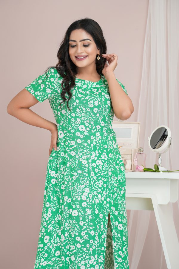 Floral Patterned Front Slit Detailed Maxi Dress - Image 3