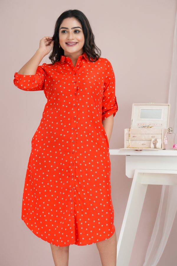 Floral Patterned Button Up Shirt Dress - Image 2