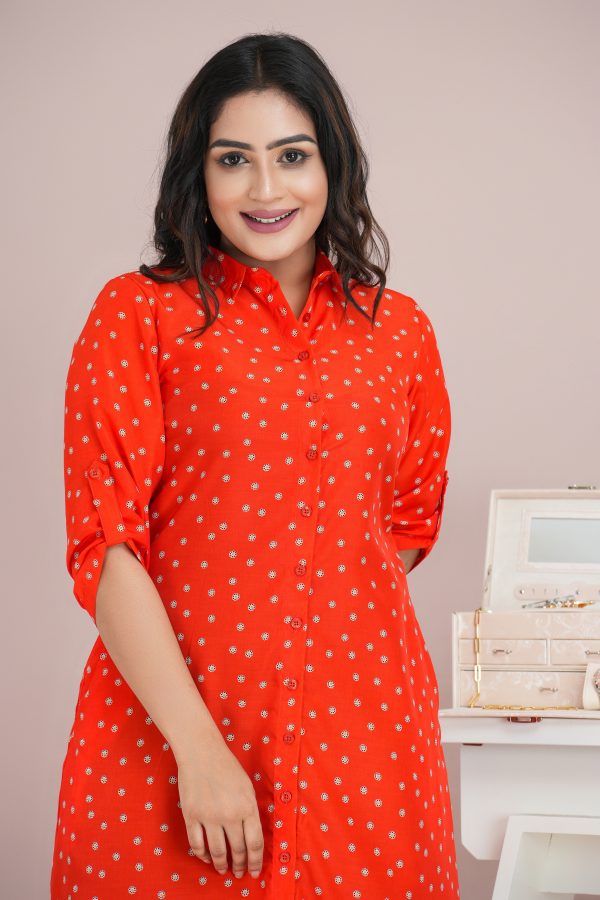 Floral Patterned Button Up Shirt Dress
