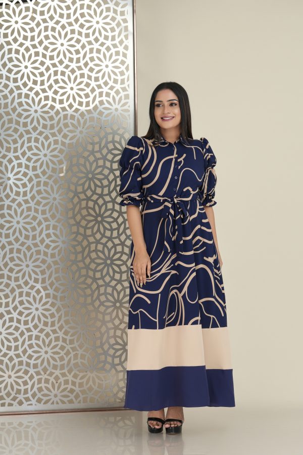 Abstract patterned color-block maxi dress - Image 2