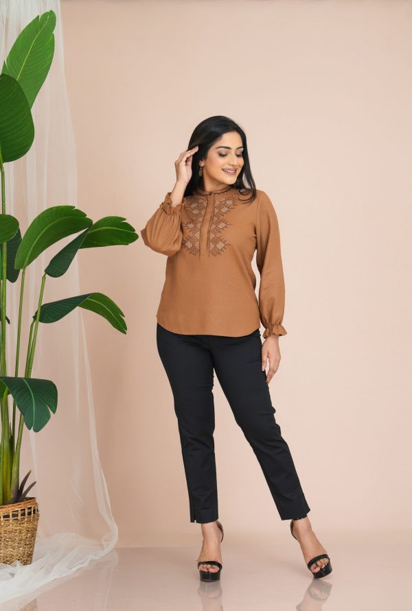 Embroidered Long Sleeved Blouse Top - Image 4