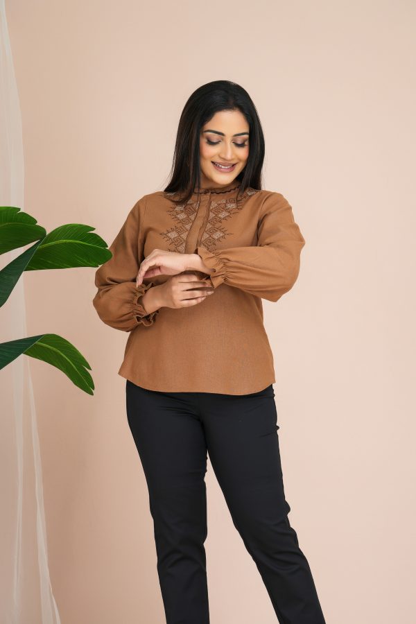 Embroidered Long Sleeved Blouse Top - Image 2