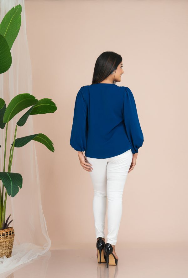 Pleat Detailed Bishop Sleeved Top - Image 3