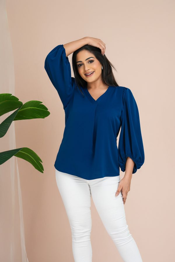 Pleat Detailed Bishop Sleeved Top