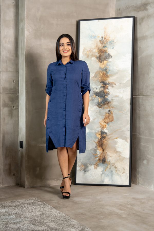 Side Slit Detailed Button Up Shirt Dress - Image 2