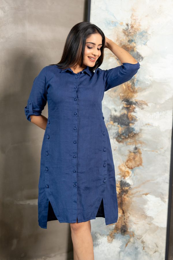 Side Slit Detailed Button Up Shirt Dress - Image 5