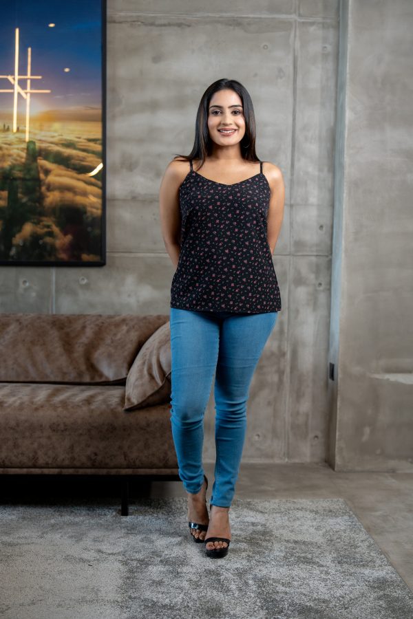 Floral patterned Cami Top With Adjustable Strap - Image 2