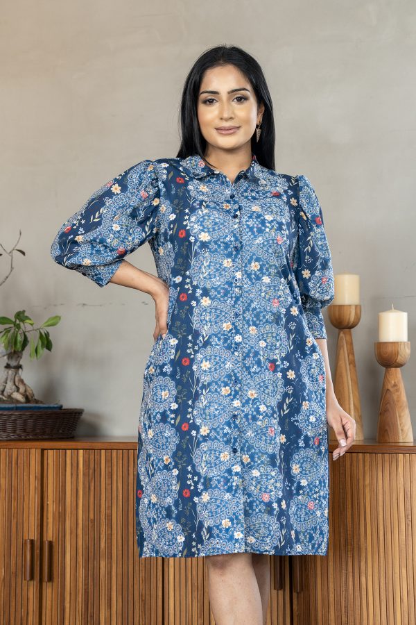 Floral patterned cutlon short dress - Image 4