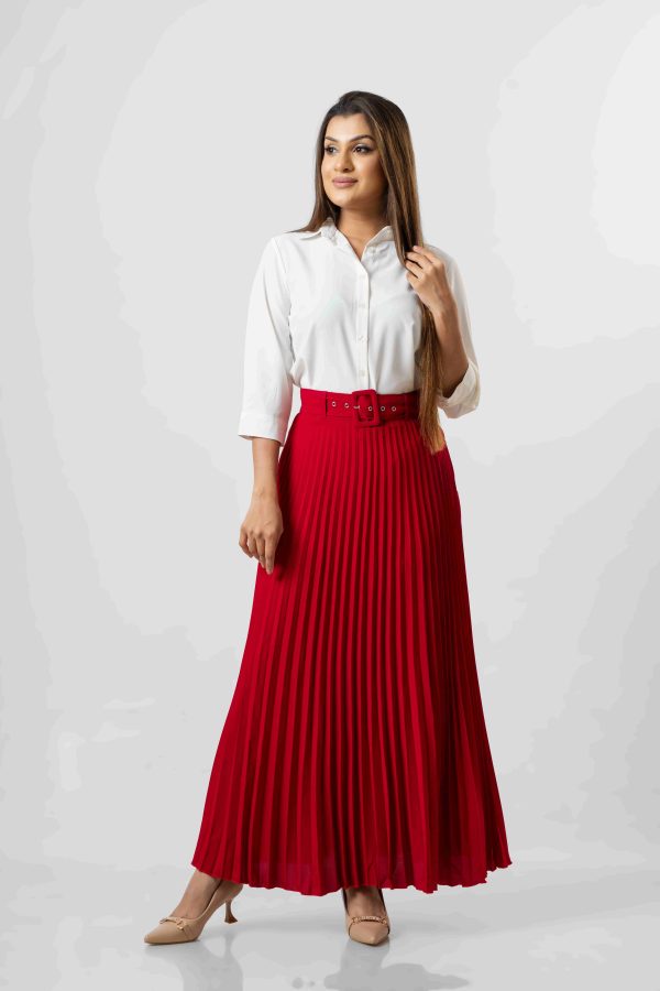 Pleated Skirt With Waist Belt