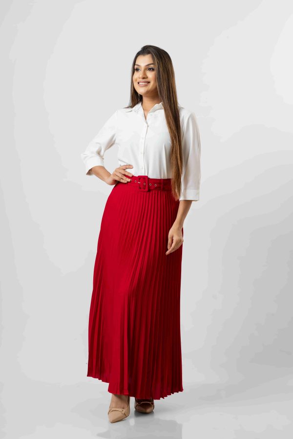 Pleated Skirt With Waist Belt - Image 2