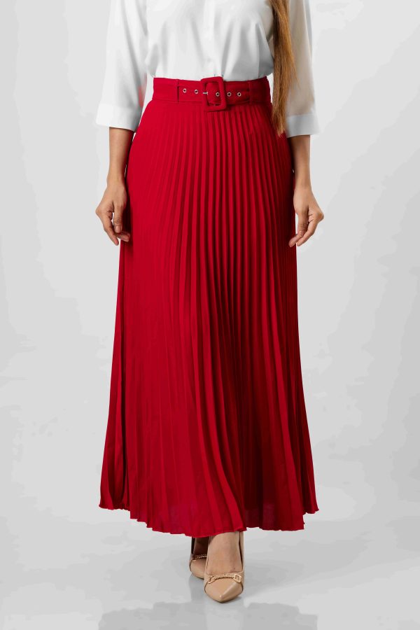 Pleated Skirt With Waist Belt - Image 6