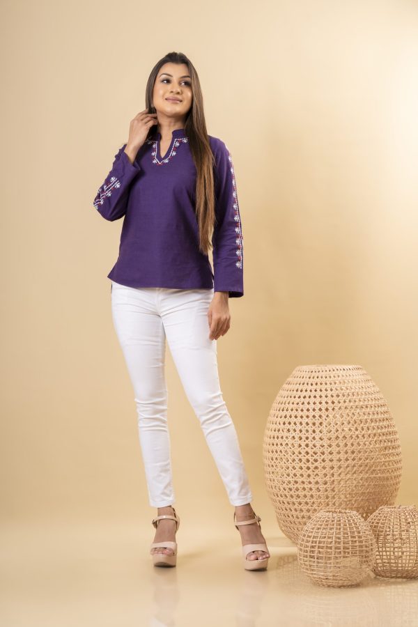 Embroidered Notch Necked Top - Image 5