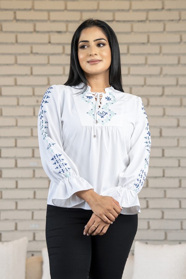 Embroidered tie-up Detailed Top
