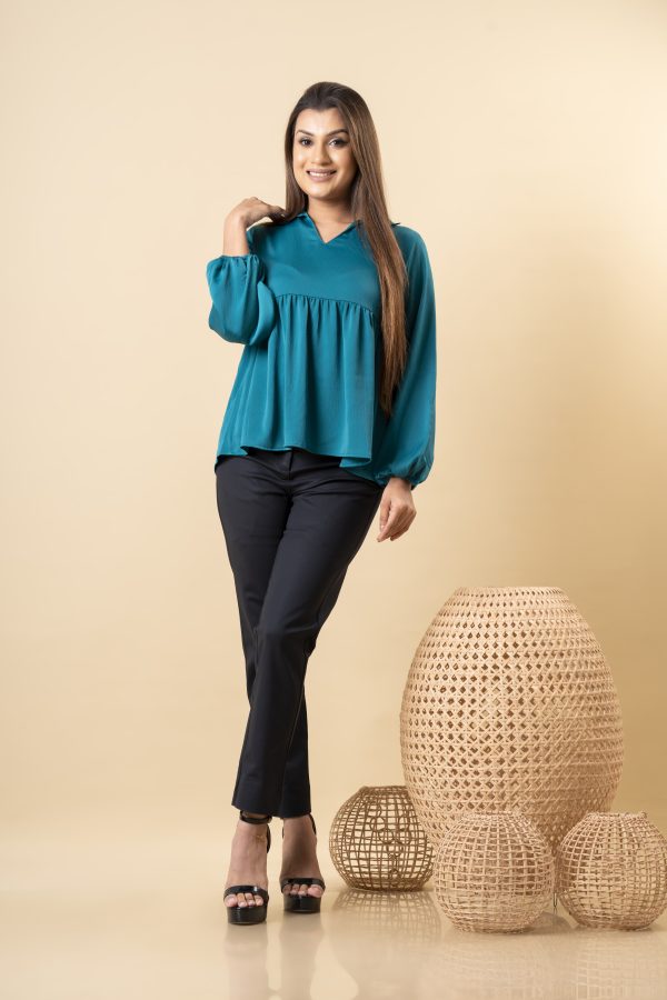 Shirt Collared Peplum Top - Image 3