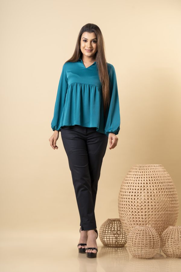 Shirt Collared Peplum Top - Image 2