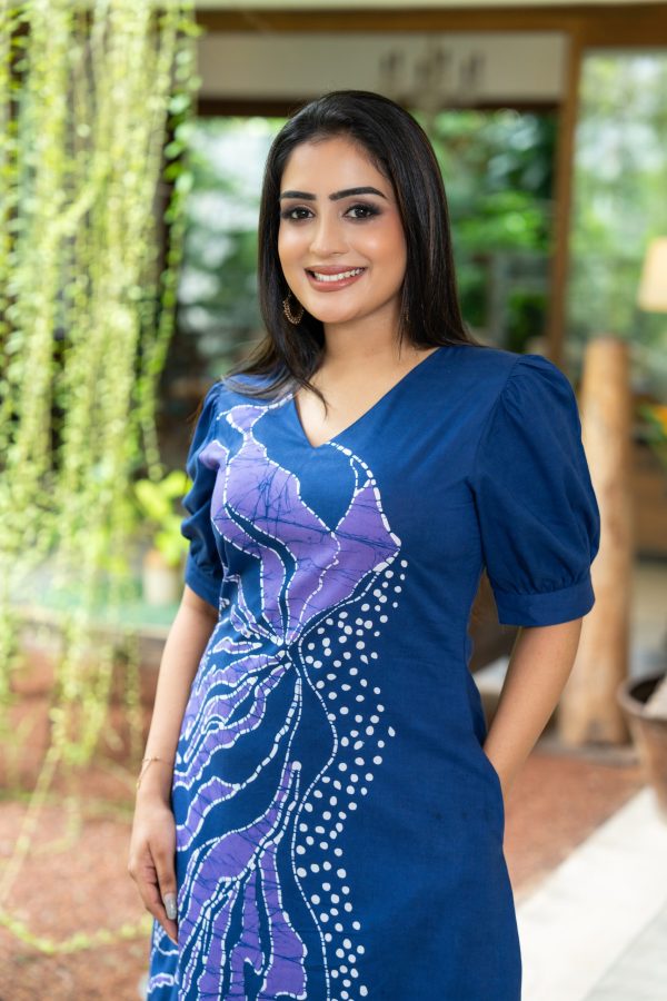 Abstract Printed Puff Sleeved Maxi Dress - Image 5