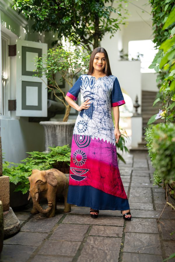 Tribal Printed Ombre Batik Maxi Dress